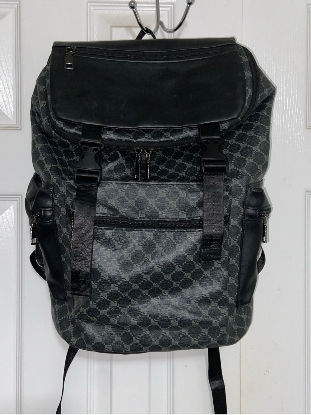 Source Unknown Black Patterned Backpack